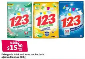 Soriana Híper Detergente 1-2-3-Multiusos, Antibacterial o Fresca Blancura 900g oferta