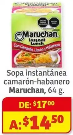 Soriana Híper Maruchan sopa instantánea camarón-habanero oferta