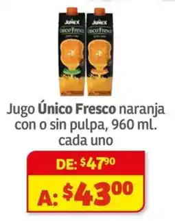 Soriana Híper Único Fresco jugo naranja con o sin pulpa oferta