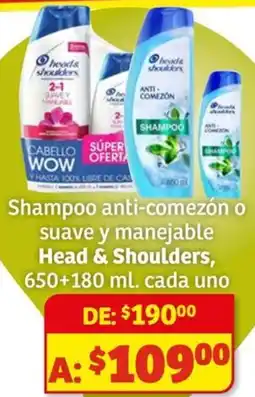 Soriana Híper Head & shoulders shampoo anti-comezón o suave y manejable oferta