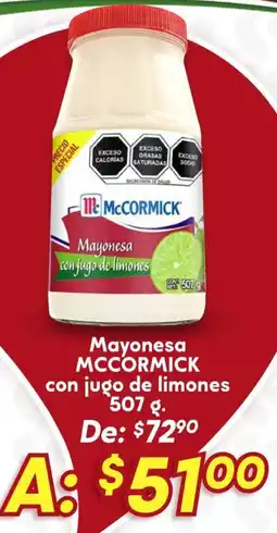 Soriana Híper Mccormick mayonesa con jugo de limones oferta