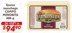 Soriana Híper Campo menonita queso manchego oferta