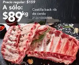 City Club Costilla back rib de cerdo oferta
