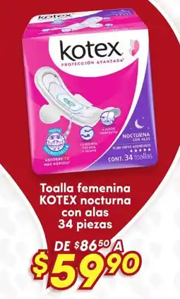 Soriana Híper Kotex nocturna toalla femenina oferta