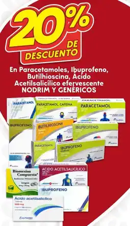 Soriana Híper En paracetamoles, ibuprofeno, butilhioscina, acido acetilsalicílico efervescente nodrim y genéricos oferta