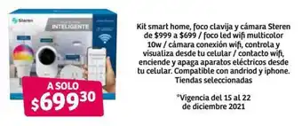 Soriana Híper Kit Smart Home, Foco Clavija y Cámara Steren oferta