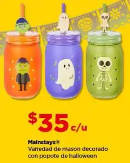Bodega Aurrerá Mainstays variedad de mason decorado con popote de halloween oferta