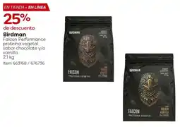 Costco Birdman falcon performance proteína vegetal sabor chocolate y/o vainilla oferta