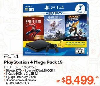 RadioShack Bundle consola playstation 4 / mega pack 15 / 1 tb / negro oferta