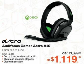 RadioShack Audífonos gamer astro a10 / xbox one / negro oferta