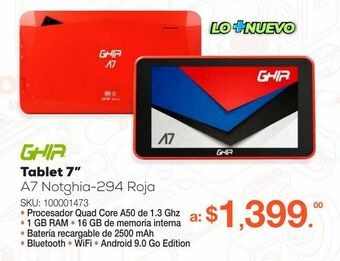 RadioShack Tablet ghia a7 notghia-294 / rojo / 7 pulgadas oferta