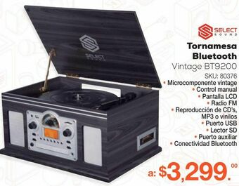 RadioShack Tornamesa bluetooth vintage select sound bt9200 / negro oferta