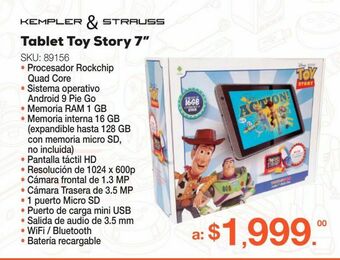 Tablet kempler & strauss toy story pack / plata / 7 pulgadas