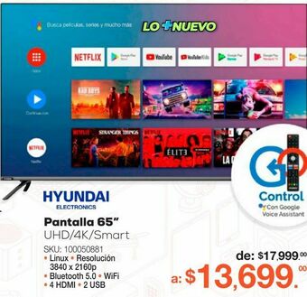 RadioShack Pantalla hyundai hyled6507a4km / 65 pulgadas / ultra hd 4k / smart tv oferta