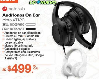 RadioShack Audífonos motorola moto xt120 / on ear / blanco oferta