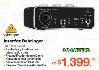 RadioShack Interfaz de audio para micrófonos behringer u-phoria um2 2x2 oferta