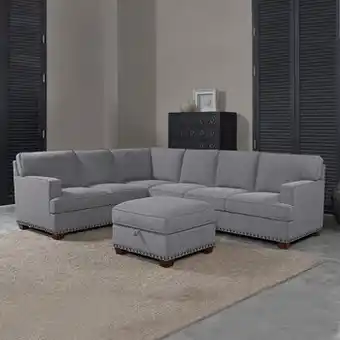 Costco Thomasville, Sofá Seccional de Tela con Otomano de Almacenamiento oferta