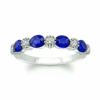 Costco Anillo de Zafiro Azul y Diamantes 0.25ctw, Oro Blanco de 14K oferta