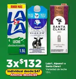 Bodega Aurrerá Lala, Alpura o Santa Clara leche oferta