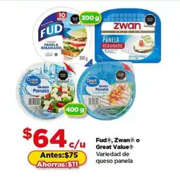 Bodega Aurrerá Fud, Zwan o Great Value queso panela oferta