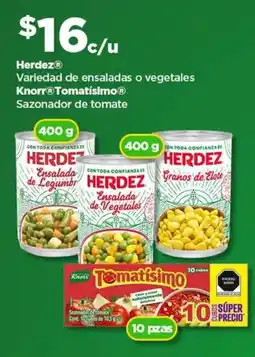 Bodega Aurrerá Herdez ensaladas o vegetales o Knorr Tomatísimo oferta