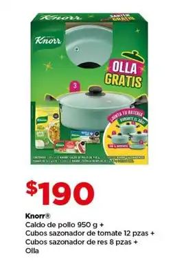 Bodega Aurrerá Knorr caldo de pollo + cubos sazonador de tomate + cubos sazonador de res + olla oferta