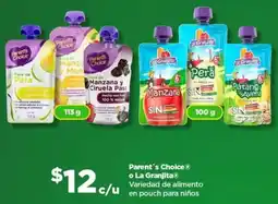 Bodega Aurrerá Parent's Choice o La Granjita alimento en pouch para niños oferta