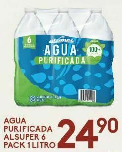 Alsuper Agua purificada alsuper 6 pack 1 litro oferta