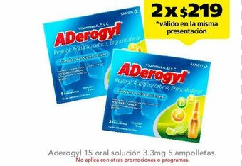 Farmacia San Pablo Aderogyl 15 oral sol 3.3mg caj c/5 oferta