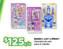 Bodega Aurrerá Barbie, Lol o Stitch sets para el cabello oferta