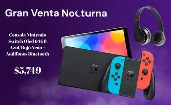 Elektra Consola Nintendo Switch Oled 64GB Azul/Rojo Neón + Audífonos Bluetooth oferta