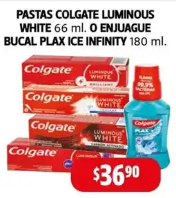 Farmacias Guadalajara Colgate Luminous White o Colgate Plax Infinity oferta