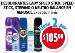 Farmacias Guadalajara Lady Speed Stick, Speed Stick, Stefano o Neutro Balance en aerosol oferta