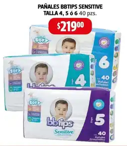 Farmacias Guadalajara BBtips Sensitive pañales talla 4, 5 o 6 oferta