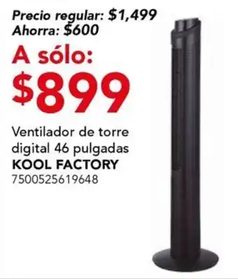 City Club Kool Factory ventilador de torre digital 46 pulgadas oferta