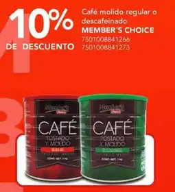 City Club Member's Choice café molido regular o descafeinado oferta