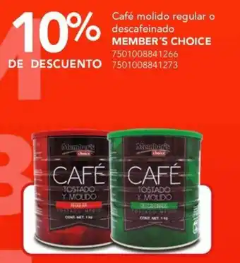 City Club Member's Choice café molido regular o descafeinado oferta