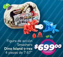 Soriana Híper Dino island t-rex figura de acción smashers robo alive oferta