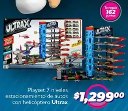 Soriana Híper Ultrax playset 7 niveles estacionamiento de autos con helicóptero oferta