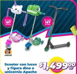 Soriana Híper Apache scooter con luces y figura dino o unicornio oferta