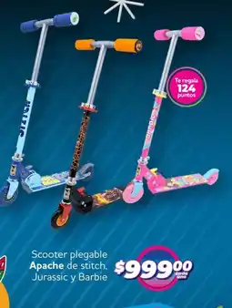 Soriana Híper Apache scooter plegable de stitch jurassic y barbie oferta