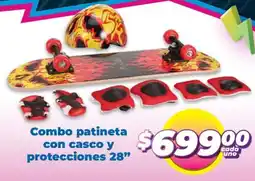 Soriana Híper Combo patineta con casco y protecciones 28" oferta
