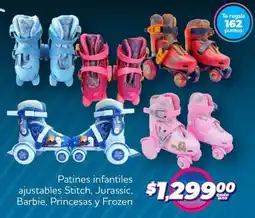 Soriana Híper Patines infantiles ajustables stitch, jurassic, barbie, princesas y frozen oferta