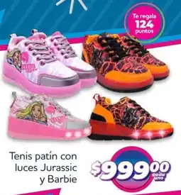 Soriana Híper Jurassic y barbie tenis patín con luces oferta