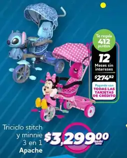 Soriana Híper Apache triciclo stitch y minnie oferta