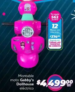 Soriana Híper Gabby's dollhouse montable moto eléctrico oferta