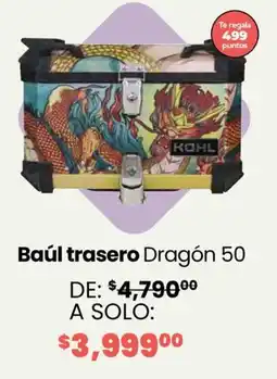 Soriana Híper Kohl baúl trasero dragón 50 oferta