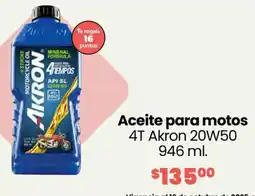 Soriana Híper Aceite para motos 4t akron 20w50 oferta