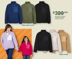 Soriana Híper Chamarra tejido térmico sherpa con bolsillos oferta