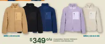 Soriana Híper Chamarra tejido térmico sherpa con bolsillos oferta